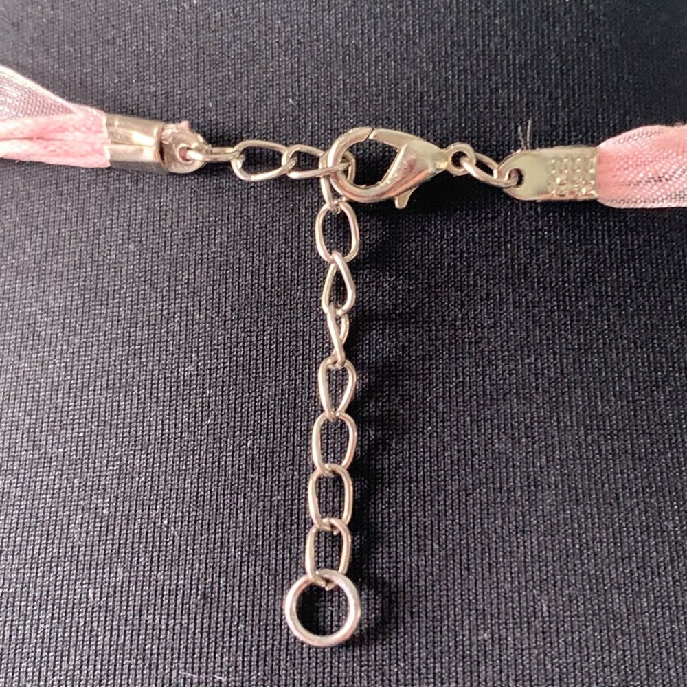 Necklace skeleton key heart pink ribbon choker - Picture 4 of 6